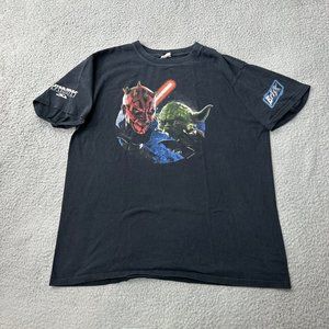 Star Wars Shirt Adult Large Black Yoda Darth Maul Promo Movie Anvil Pepsi Sith